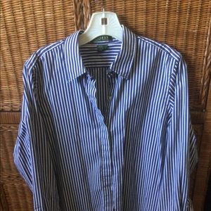 Navy/white stripe blouse